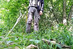 Fat MILF Shows Hairy Pissing Cunt In Park