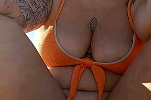 Flashing Tits on the Beach!