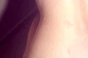 petite housewife teases with striptease in ripped jeans