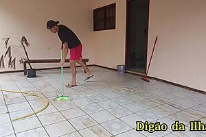 Three hotties fucking the friend without one knowing, bent over for blowjob!