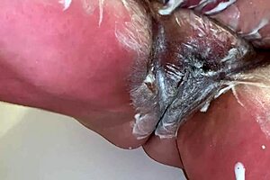 Sexy bbw shaves her legs, pussy, and ass