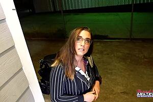 Big Titted Brunette Celeste Rubs Pussy and Deepthroats Big Cock