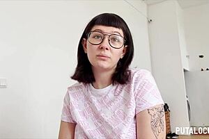 Oh wow, the pretty young Meraki rides Torbe's cock and swallows his cum!