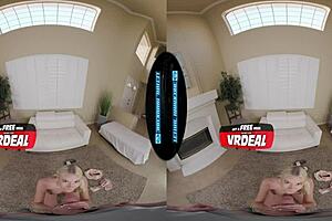 Helping your cute pigtailed roommate Skylar Storm when she's late on rent in this VR scene