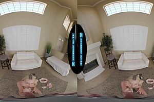 Helping your cute pigtailed roommate Skylar Storm when she's late on rent in this VR scene