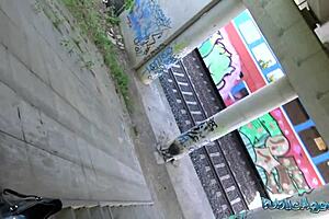 Public agent 18 years old brunette student had beautiful tits and fucks outdoors for the first time