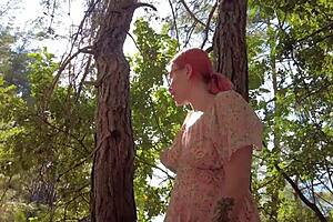 Outdoor sex in the woods.