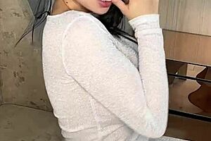 Latina with Big Tits Plays with Huge Dildo and Fingers