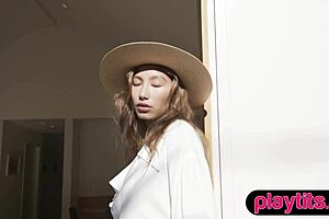 petite latina strips outdoors showing off her juicy tits