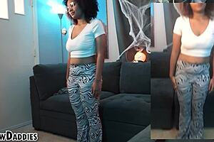 Shy black teen with orgasmic potential gets face fucked and deepthroated