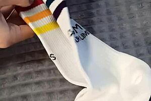 dirty step sister got these special socks just to tease my big cock in our homemade pov session