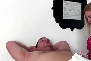 Hot girl has a nice nose and armpits waxing procedure