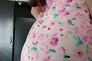 Beautiful Latina Model Poses in Sexy Pink Pajamas Solo