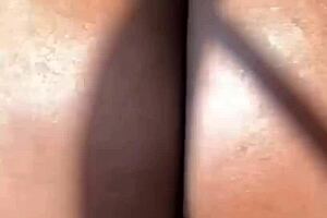 Amazing ebony babe shakes her fat ass in close-up gaping show