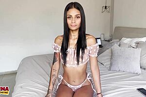 Big white cock gapes tiny slut's asshole!