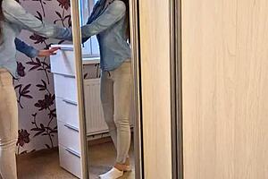 I hid in the wardrobe and got a surprise blowjob