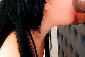 Young Latina Novinha Trains Her Deep Throat Skills For Her School Boyfriend In Lingerie