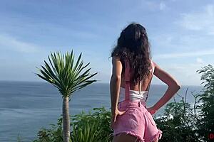 security guard catches naughty girl spooning on beach 😈 riding caught