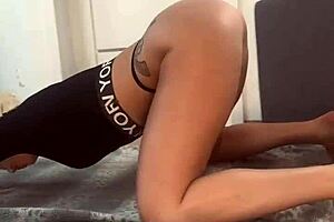 Hot Blonde College Coed Shows Flexible Yoga Positions with Curvy Tits and Tattoo