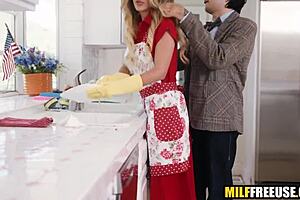 A housewife, staying at home, gets adventurous with her young husband