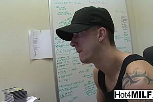 big titted brunette sucks and fucks for cumshot