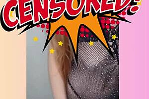 Redhead beauty in lingerie, teasing with sexy solo