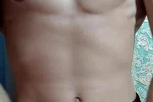 Flexible Skinny Boy Flexes Muscles After Study