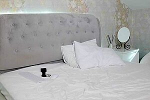 Watch this student strip her big tits after studying, she says.