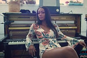 Big Booty Ebony Playboy Model Harley Dean Rips Clothes Off In Studio.