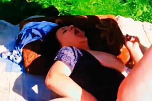 Klaudiaambergirl in lingerie gives blowjob and creampie in outdoor compilation