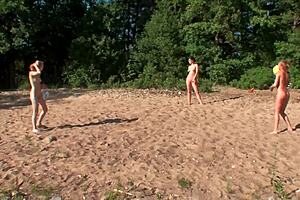 Four girls camp and play wild with each other.