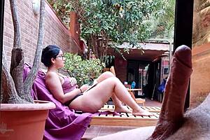 My Stepson Shows Off Big Cock on Terrace, Neighbors Watch in Shock