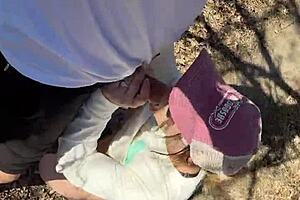 A couple got caught fucking in the forest by a passer-by