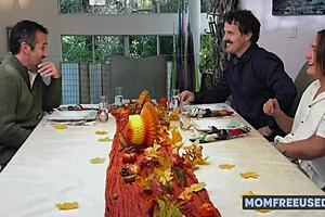 step mom's intense thanksgiving gangbang pleasure