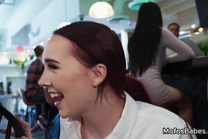 Those big tit horny sluts share huge dick and suck it in threesome