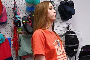 flag bearer faces back room cop terror, wondering if he'll spare her.