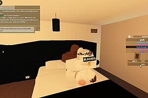 Black guys fuck their pretty young girls in a hardcore way on Roblox