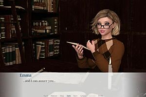 emma plays in library with blowjob and creampie