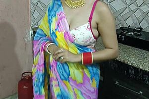 Indian bhabhi greeted with warm, enticing homemade dinner