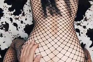 Homemade POV of Wife Riding Cock in Erotic Mesh Bodysuit for Anal