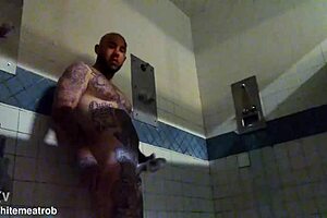 i stroke my big white cock with tattoos in prison for a wet cumshot