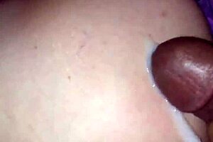 petite 18+ girl gets a big cock handjob with cumshot on her interracial booty