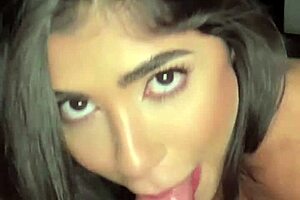 Petite 18Yo Latina Babe Gags on Deepthroat and Rimjob, Cum in Mouth on Casting