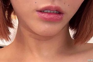 Wow, tall Japanese redhead dominates with a fierce blowjob and swallows!