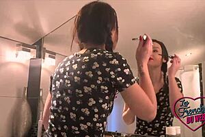 i'm alice, petite brunette enjoying a hot threesome with small tits