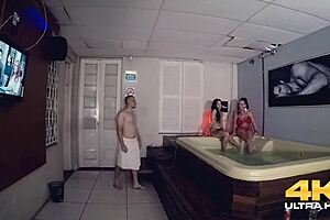 Sauna sex with gaucho and juicy pussies 😏