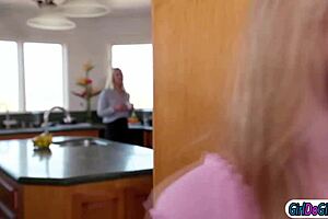 The spoiled brat feels intense desire for her new big tits stepmom's body.