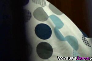 Cute Japanese girl rubs pussy intensely in outdoor public voyeur!