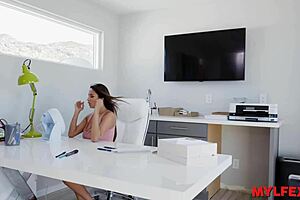 grateful milf assistant thanks utility guy with sensual anal