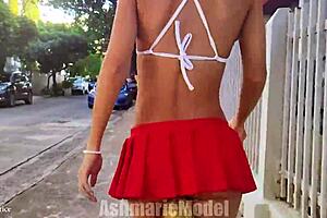 Horny babe with a pink butt plug gets naughty in public, inspired by Babes’ sensual content